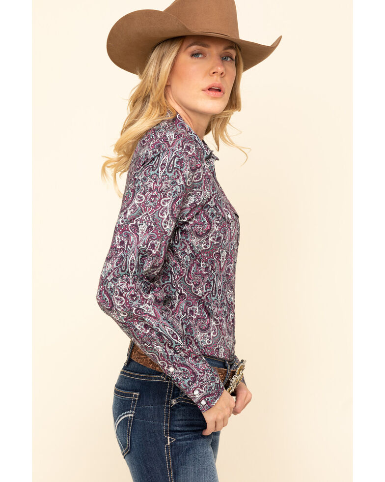 Cinch Women's Purple Paisley Snap Long Sleeve Western Shirt | Boot Barn