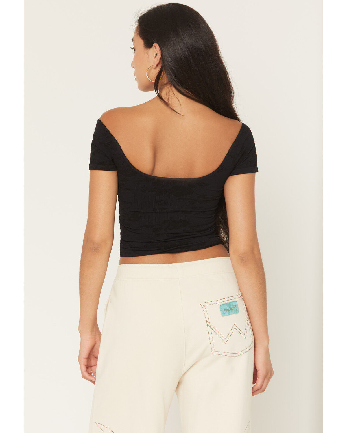 Image #4 - Fornia Women's Ruching Solid Short Sleeve Tee, Black, hi-res