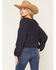 Image #4 - Lovestitch Women's Tonal Sequins Long Sleeve Peasant Top, Navy, hi-res