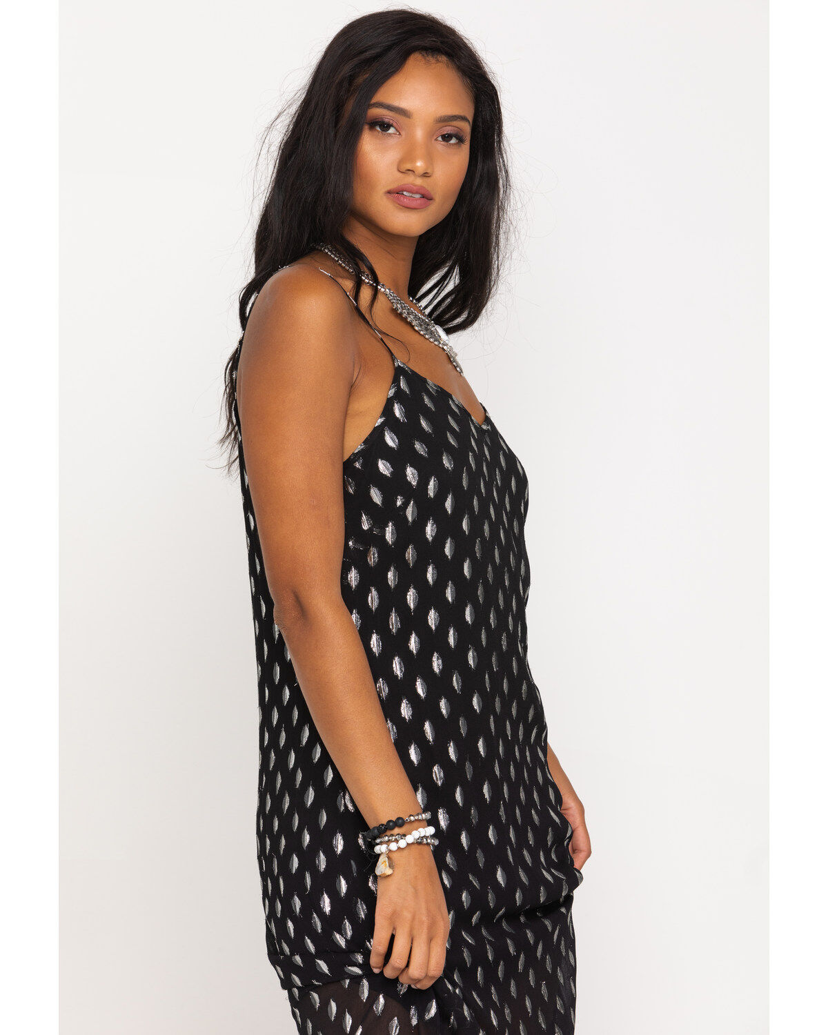 Image #3 - Band of the Free Women's Black Dot Slip Midi Dress, Black, hi-res