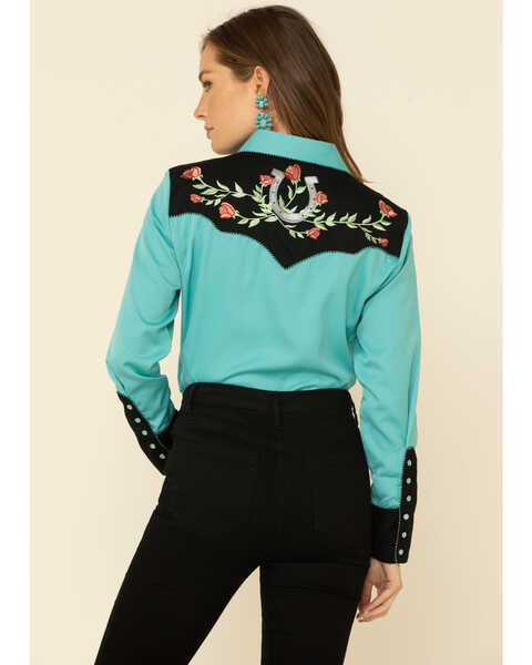 Image #6 - Scully Women's Horseshoe Embroidered Retro Western Shirt, , hi-res