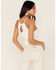 Image #4 - Shyanne Women's Textured Floral Halter Keyhole Tank Top, Ivory, hi-res