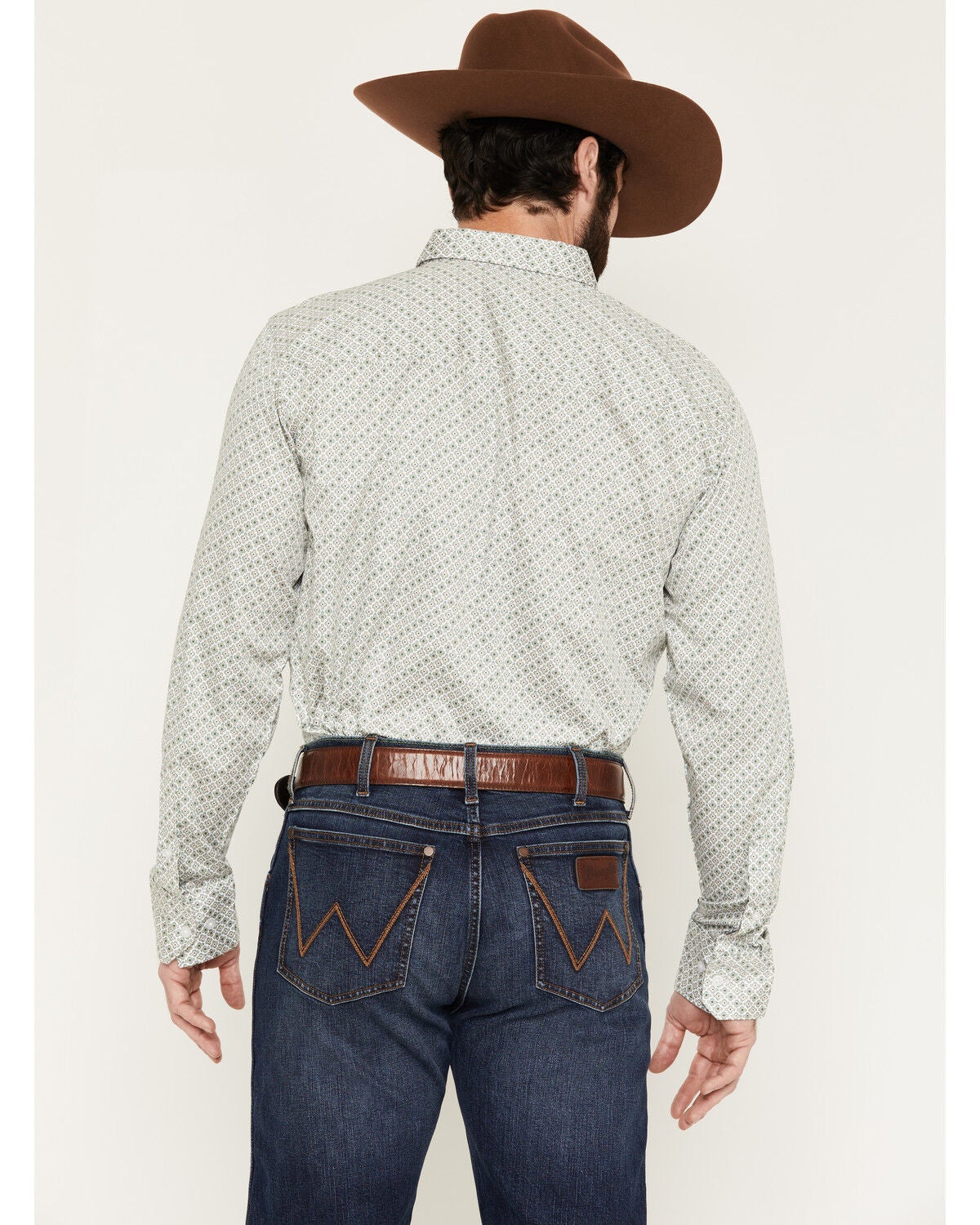 Image #4 - Wrangler X Cody Johnson Men's Medallion Print Long Sleeve Button-Down Western Shirt, Tan, hi-res