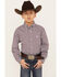 Cinch Boys' Geo Print Long Sleeve Button-Down Western Shirt, Purple, hi-res