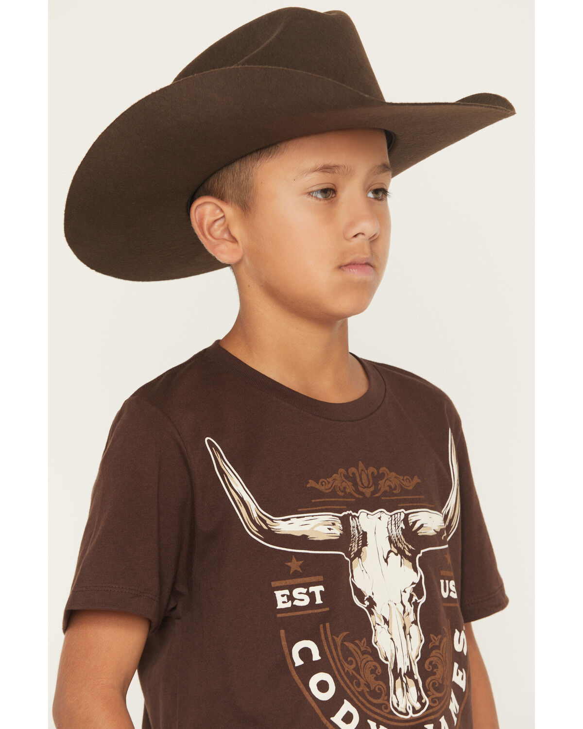Image #2 - Cody James Boys' USA Steerhead Short Sleeve Graphic T-Shirt, Dark Brown, hi-res