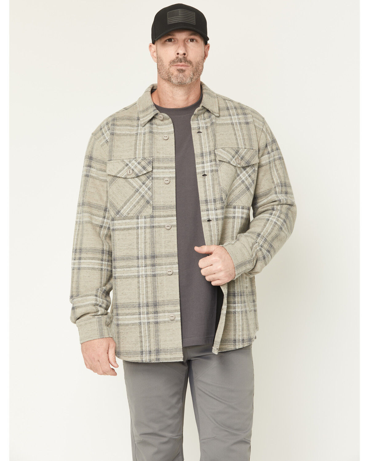 Image #1 - Hawx Men's Gritstone Plaid Print Button-Down Shirt Jacket, Tan, hi-res