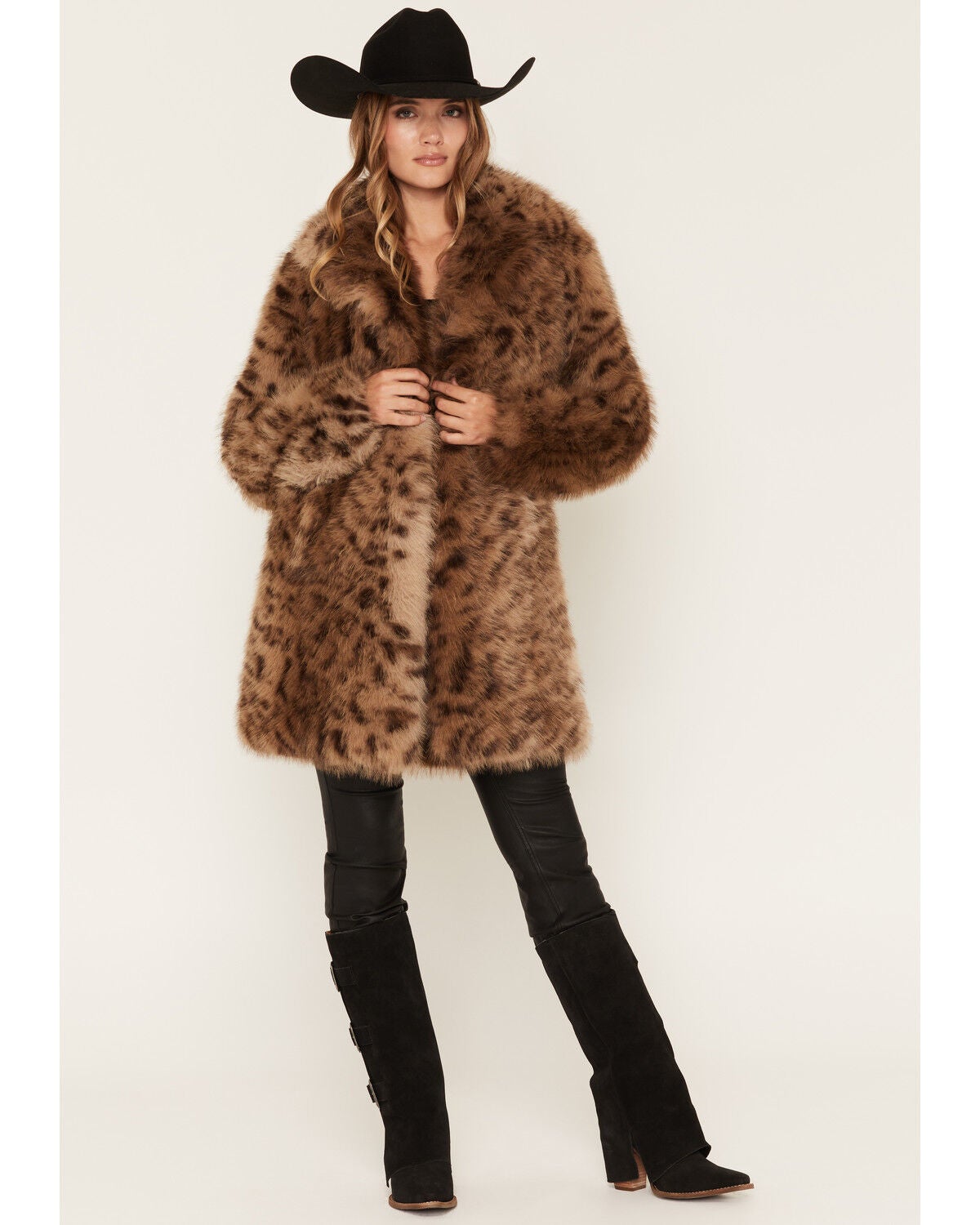 Shyanne Women's Leopard Print Faux Fur Coat, Cheetah, hi-res