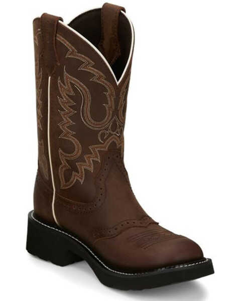 Image #1 - Justin Women's Inji Western Boots - Round Toe, Distressed Brown, hi-res