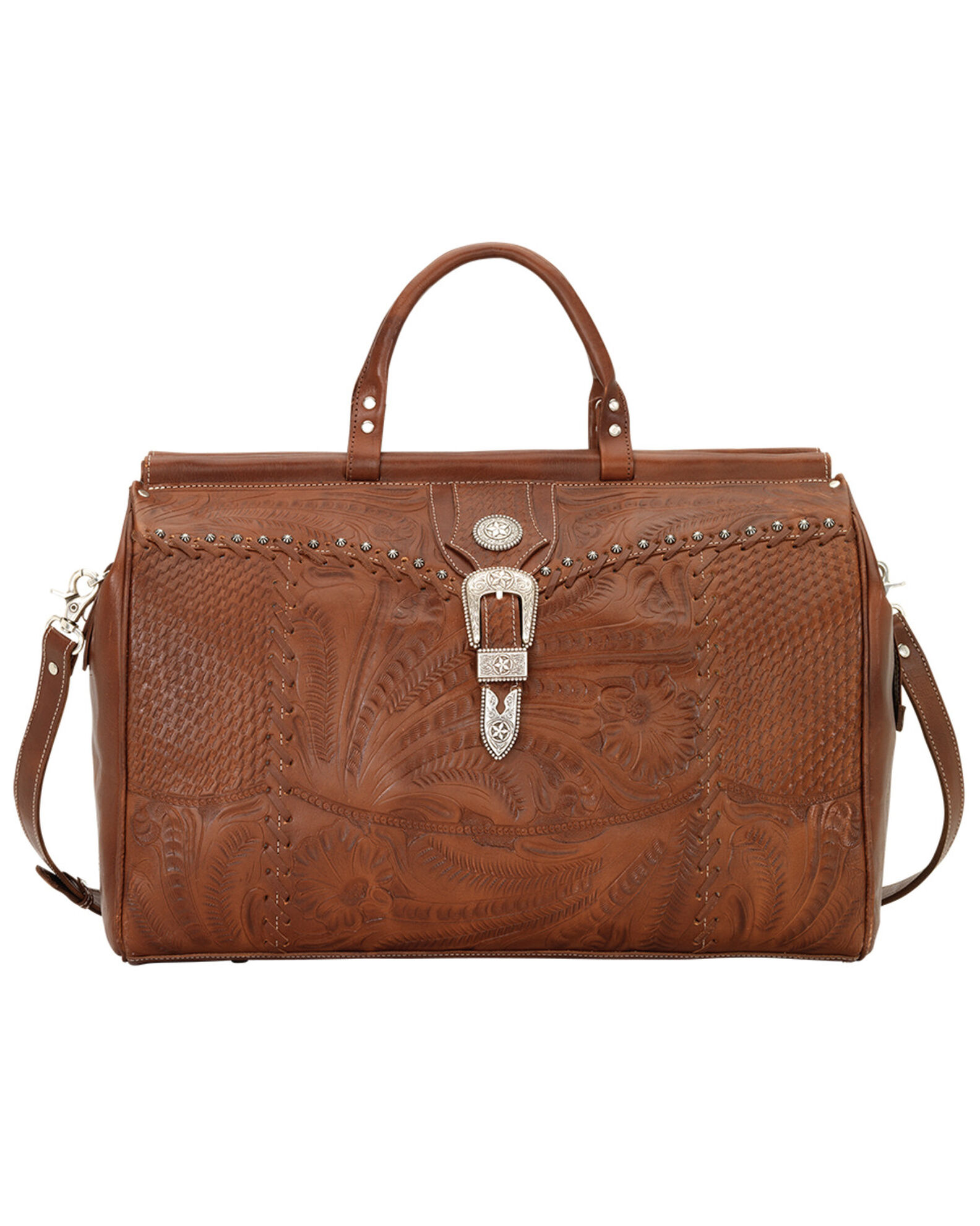Image #2 - American West Antique Tan Leather Duffel Bag, Antique Tan, hi-res