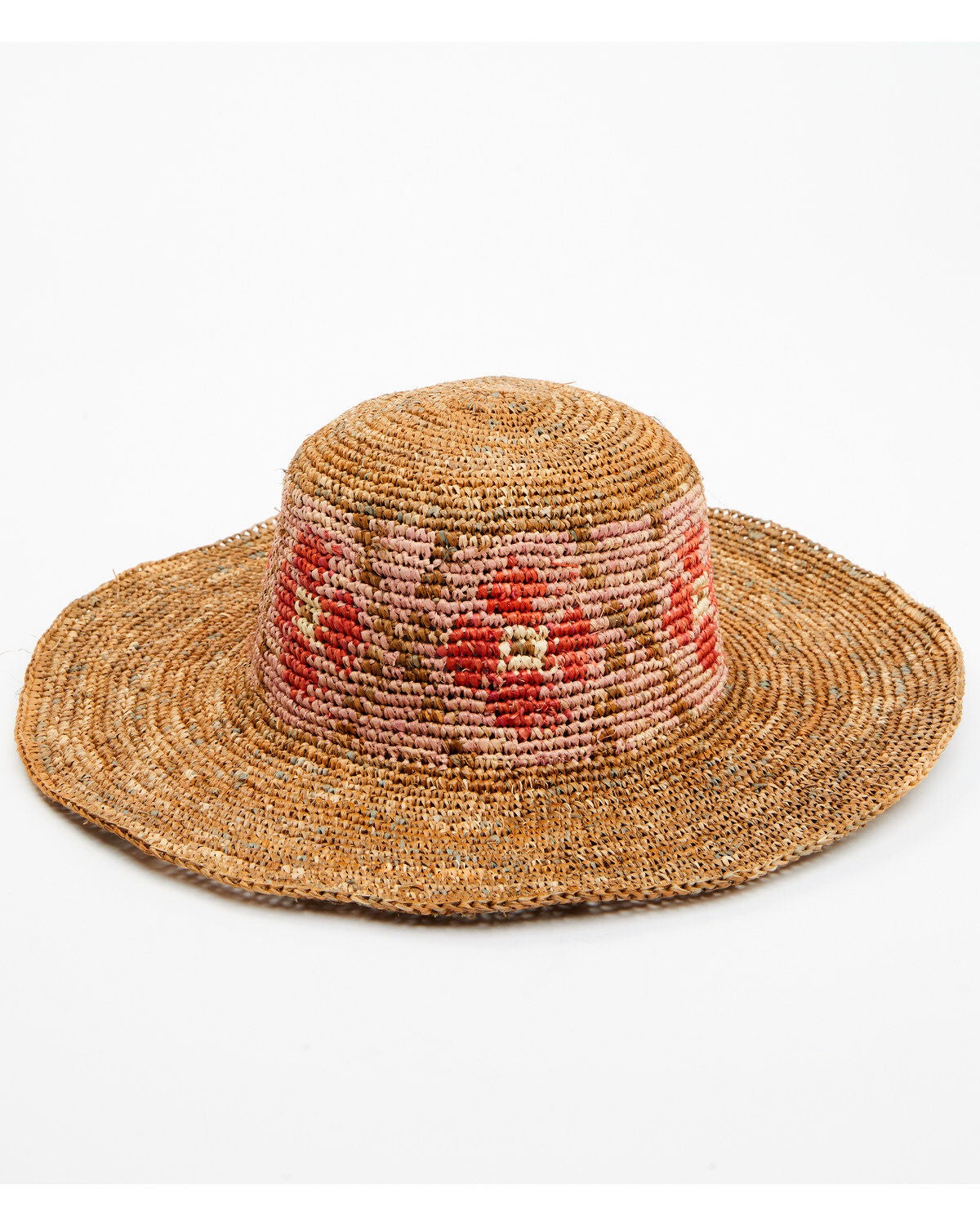 Shyanne Women's Floral Crochet Straw Fashion Sun Hat, Tan, hi-res