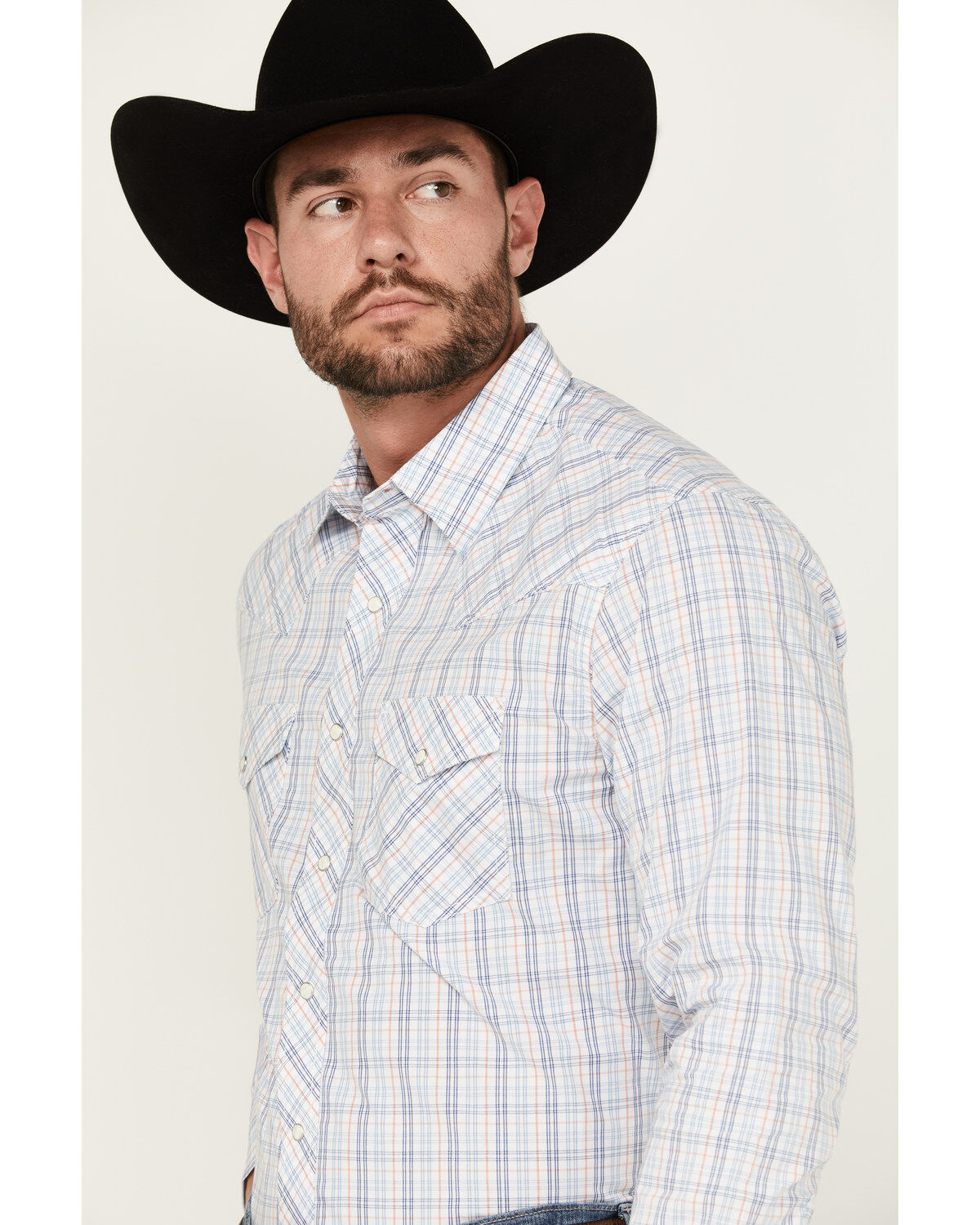 Image #2 - Wrangler 20X Men's Plaid Print Long Sleeve Pearl Snap Stretch Western Shirt -Tall, , hi-res