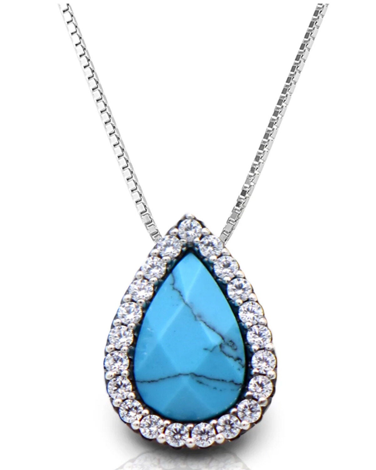 Kelly Herd Women's Turquoise Teardrop Pendant Silver Necklace, Turquoise, hi-res