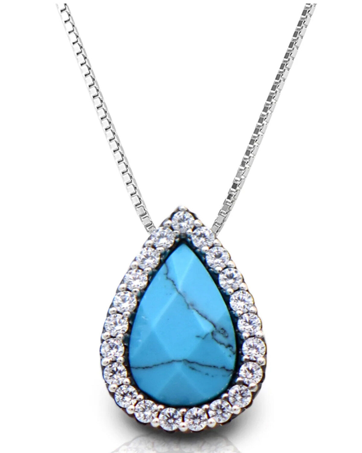 Image #1 - Kelly Herd Women's Turquoise Teardrop Pendant Silver Necklace, Turquoise, hi-res