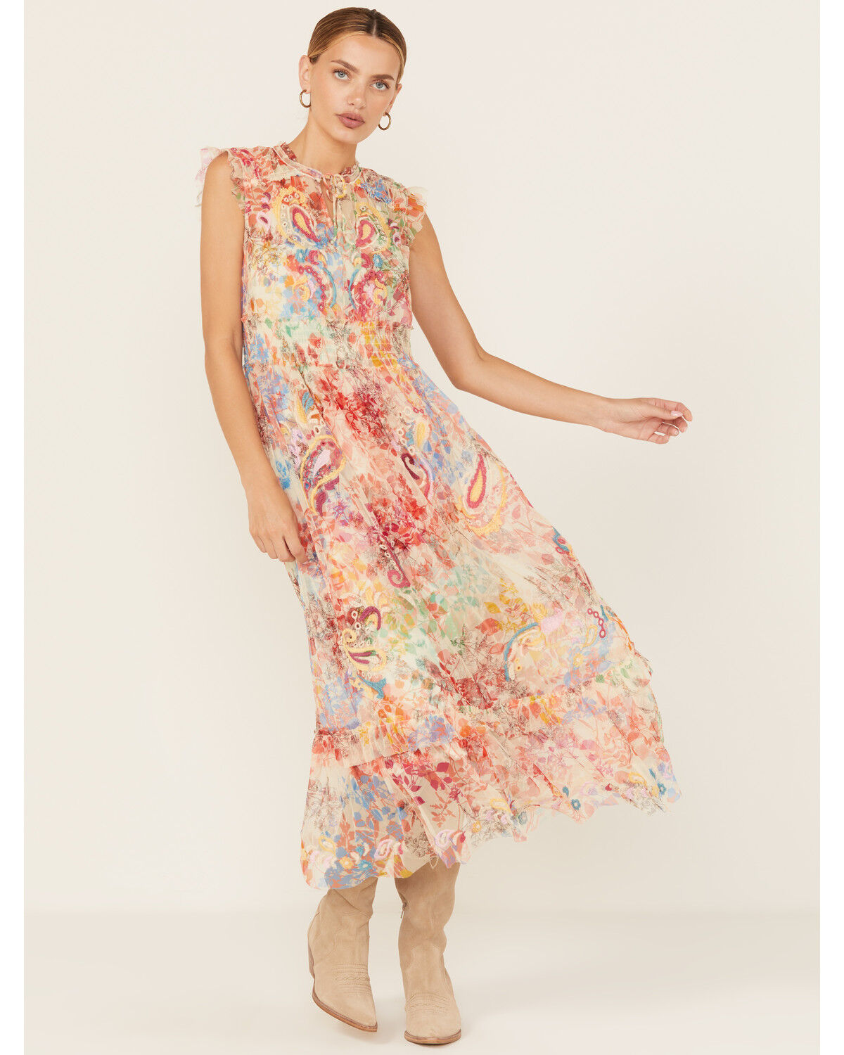 Image #2 - Johnny Was Women's Mazzy Tie Midi Dress, Multi, hi-res