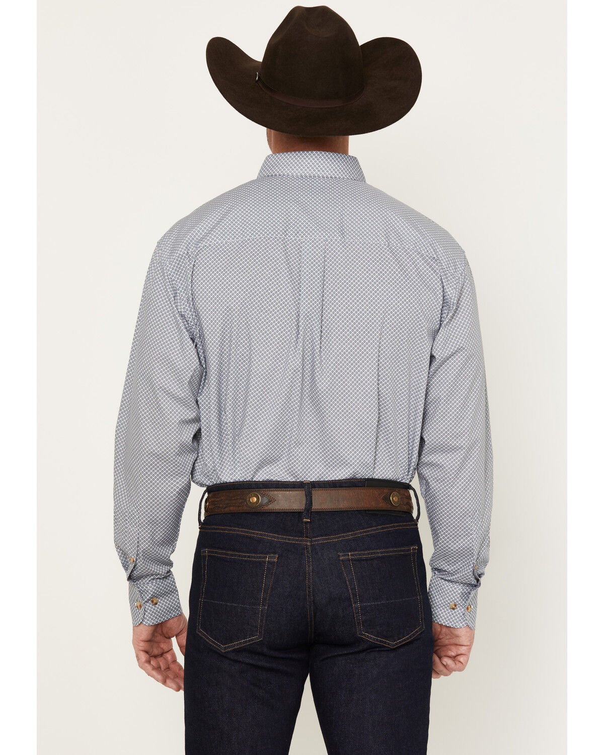 Image #4 - Wrangler Men's Geo Print Long Sleeve Button-Down Western Shirt - Tall, Teal, hi-res