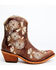Liberty Black Women's Loren Tonal Floral Embroidered Western Fashion Booties - Medium Toe , Brown, hi-res