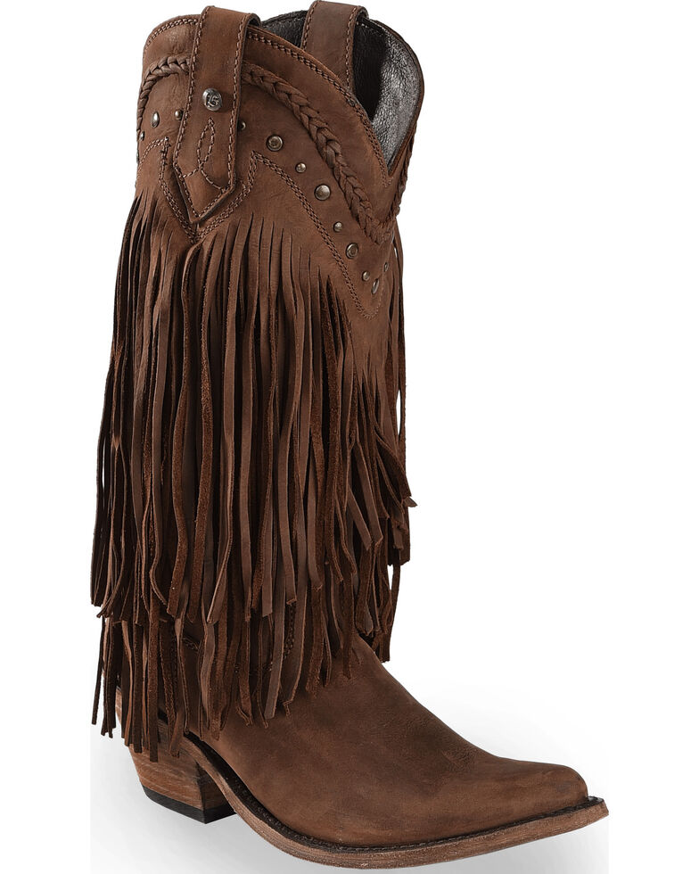 fringe brown boots