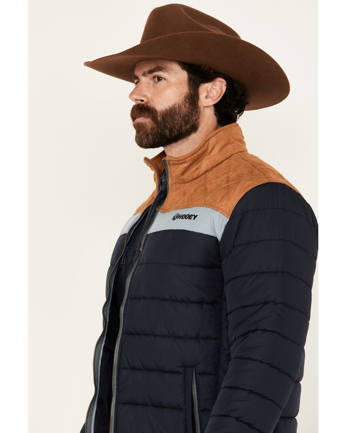 Image #2 - Hooey Men's Colorblock Packable Puffer Jacket, Navy, hi-res