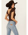 Image #4 - Shyanne Women's Flutter Sleeve Lace Crop Top, Dark Brown, hi-res