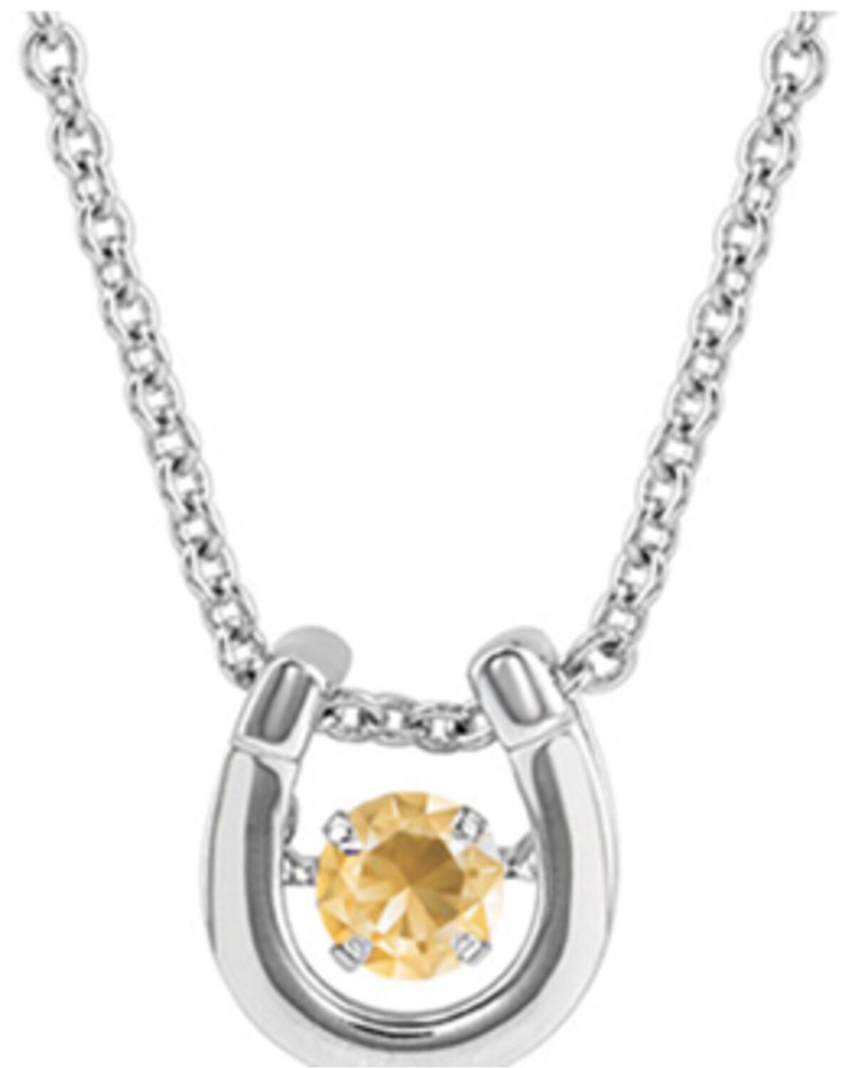 Montana Silversmiths Women's Dancing Birthstone Horseshoe Necklace, Silver, hi-res