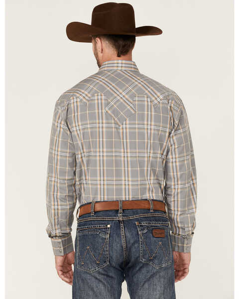 Image #4 - Stetson Men's Smoke Plaid Long Sleeve Snap Western Shirt , Grey, hi-res
