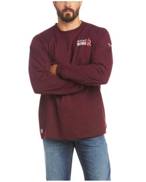 Ariat Men's FR Red American Raptor Long Sleeve Work T-Shirt , Red, hi-res
