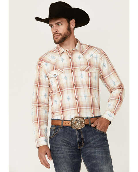Image #1 - Cody James Men's Samba Plaid Print Long Sleeve Snap Western Shirt - Tall , Red, hi-res