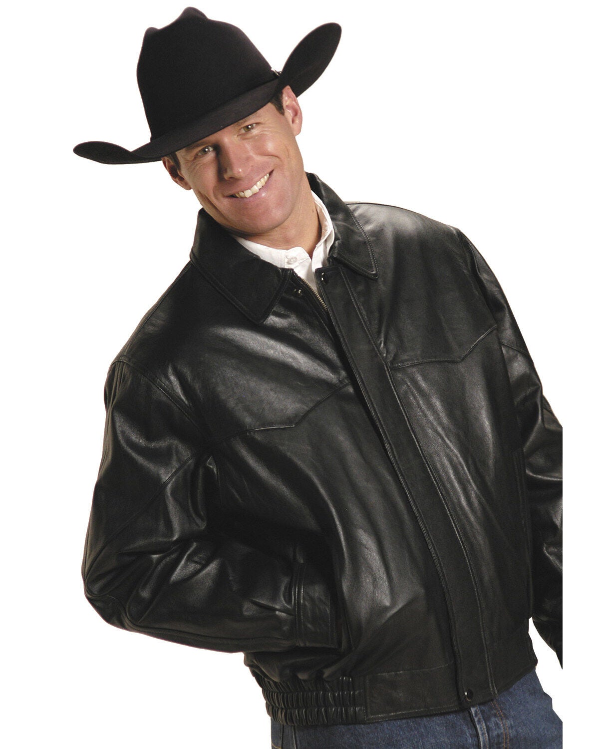 Roper Lamb Nappa Bomber Jacket - Big & Tall, Black, hi-res