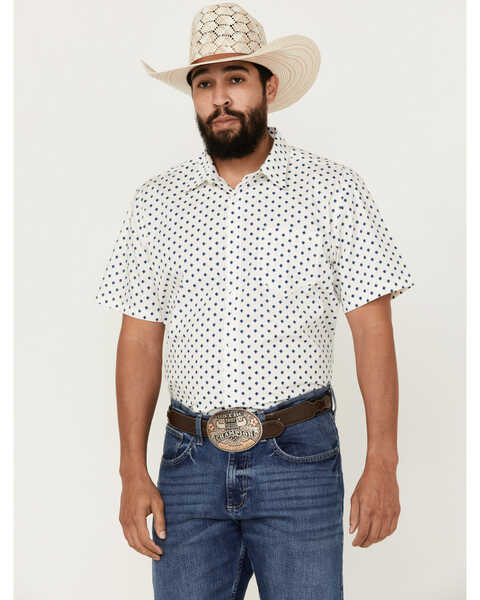 Gibson Trading Co Men's Reed Geo Print Short Sleeve Button-Down Western Shirt , White, hi-res