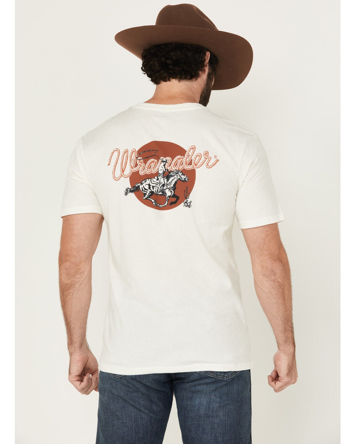 Wrangler Men's Boot Barn Exclusive Roping Logo Short Sleeve Graphic T-Shirt, Off White, hi-res