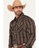 Image #2 - Ely Walker Men's Striped Long Sleeve Pearl Snap Western Shirt - Tall, Black, hi-res