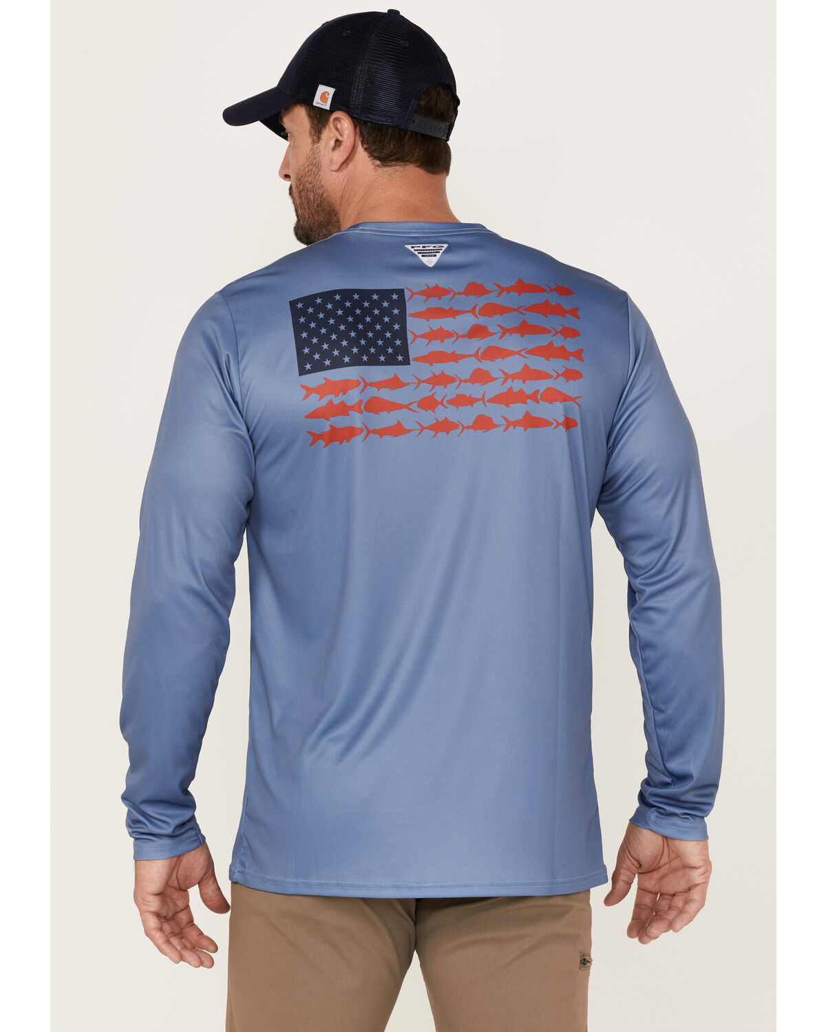 Image #4 - Columbia Men's PFG Terminal Tackle Flag Graphic Long Sleeve T-Shirt, Blue, hi-res