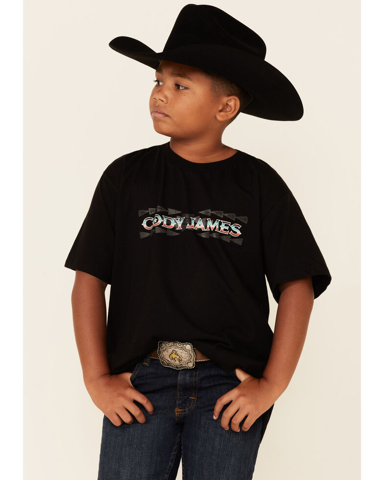 Cody James Boys' Black Southwestern Logo Short Sleeve T-Shirt , Black, hi-res