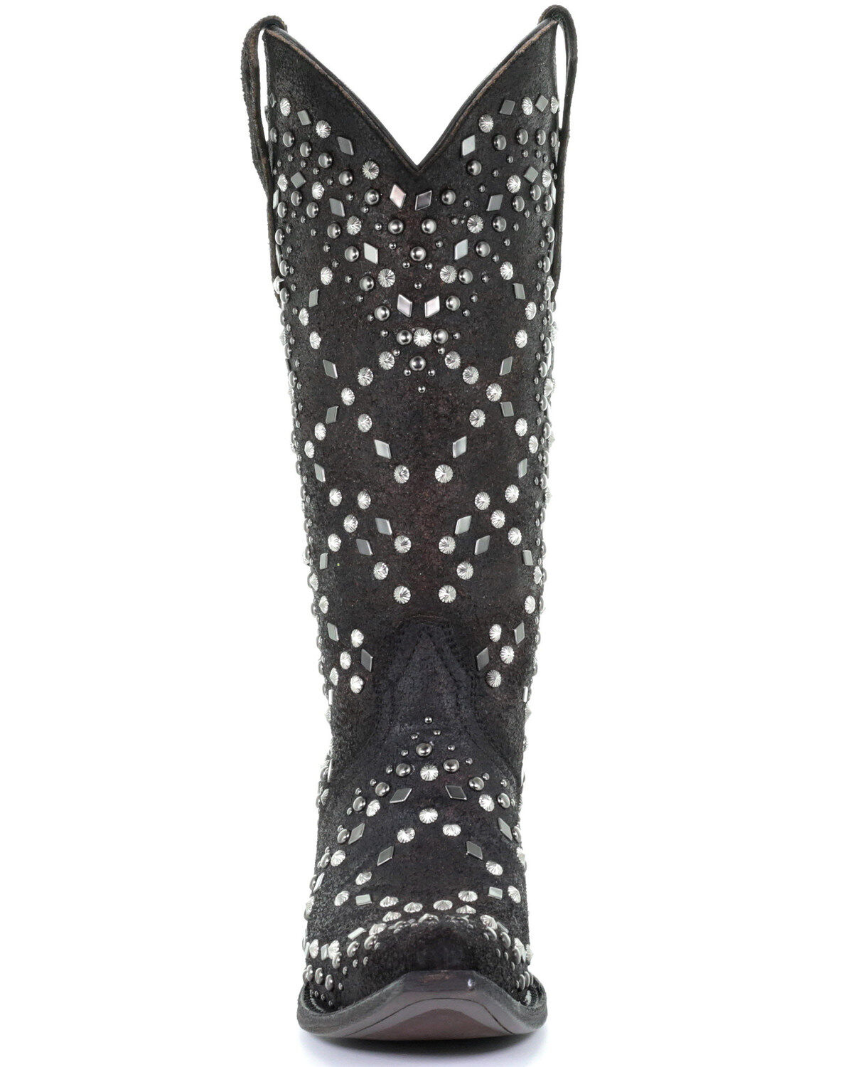 Image #5 - Corral Women's Dark Brown Full Studded Western Boots - Snip Toe, , hi-res