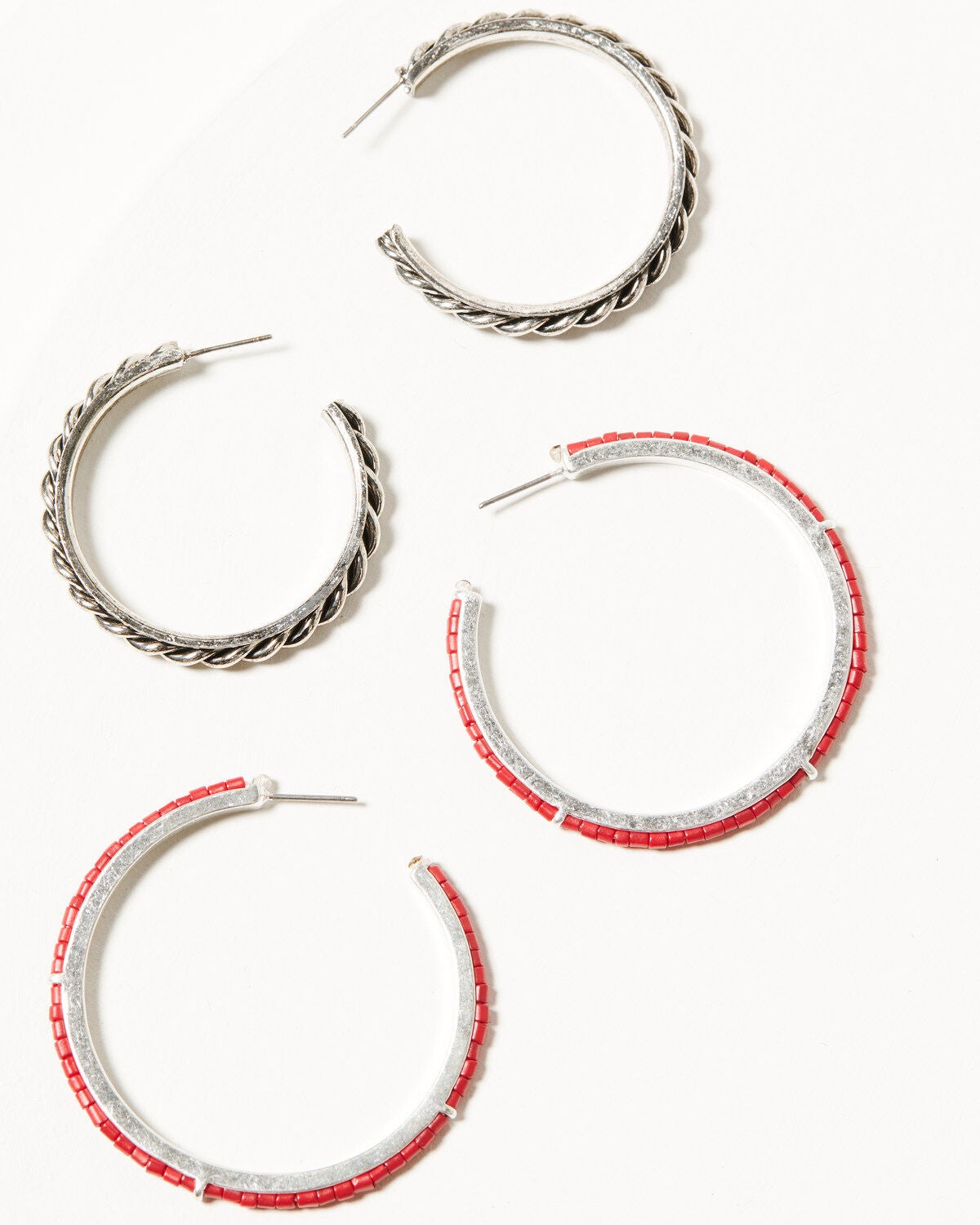 Idyllwind Women's Ethel Antique Hoop Earring Set - 2 Piece, Red, hi-res