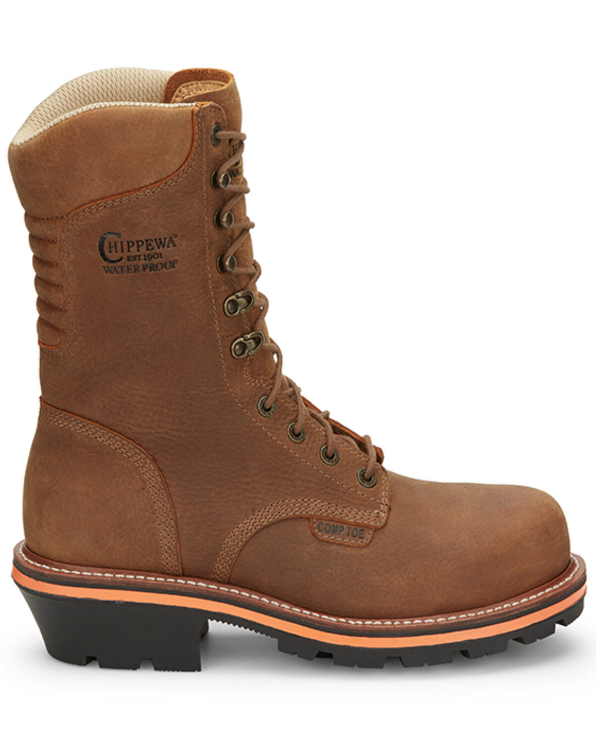 Image #2 - Chippewa Men's Thunderstruck 10" Waterproof Insulated Lace-Up Work Logger Boot - Nano Composite Toe, Tan, hi-res