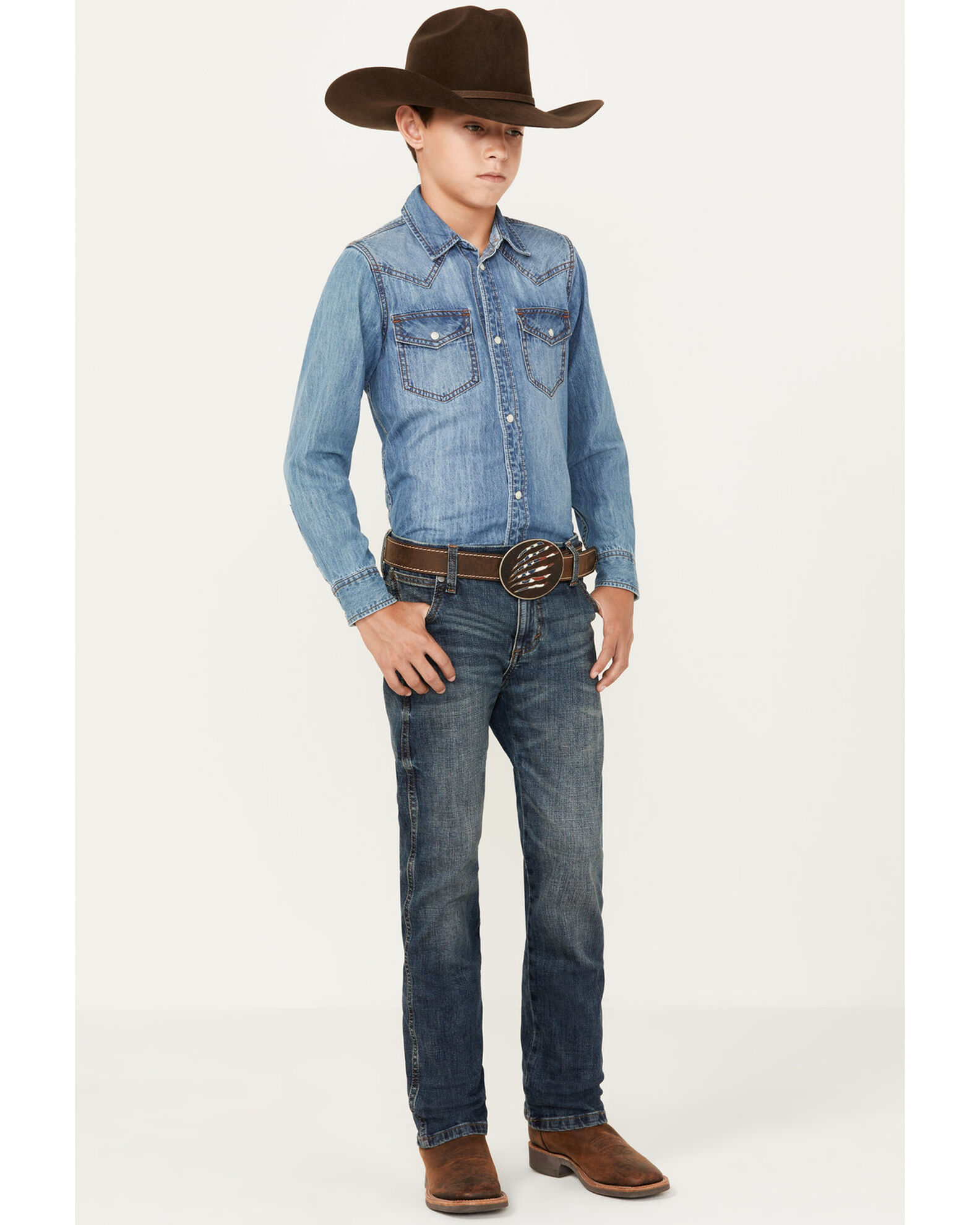 Wrangler Retro Boys Layton Dark Wash Slim Bootcut Jeans