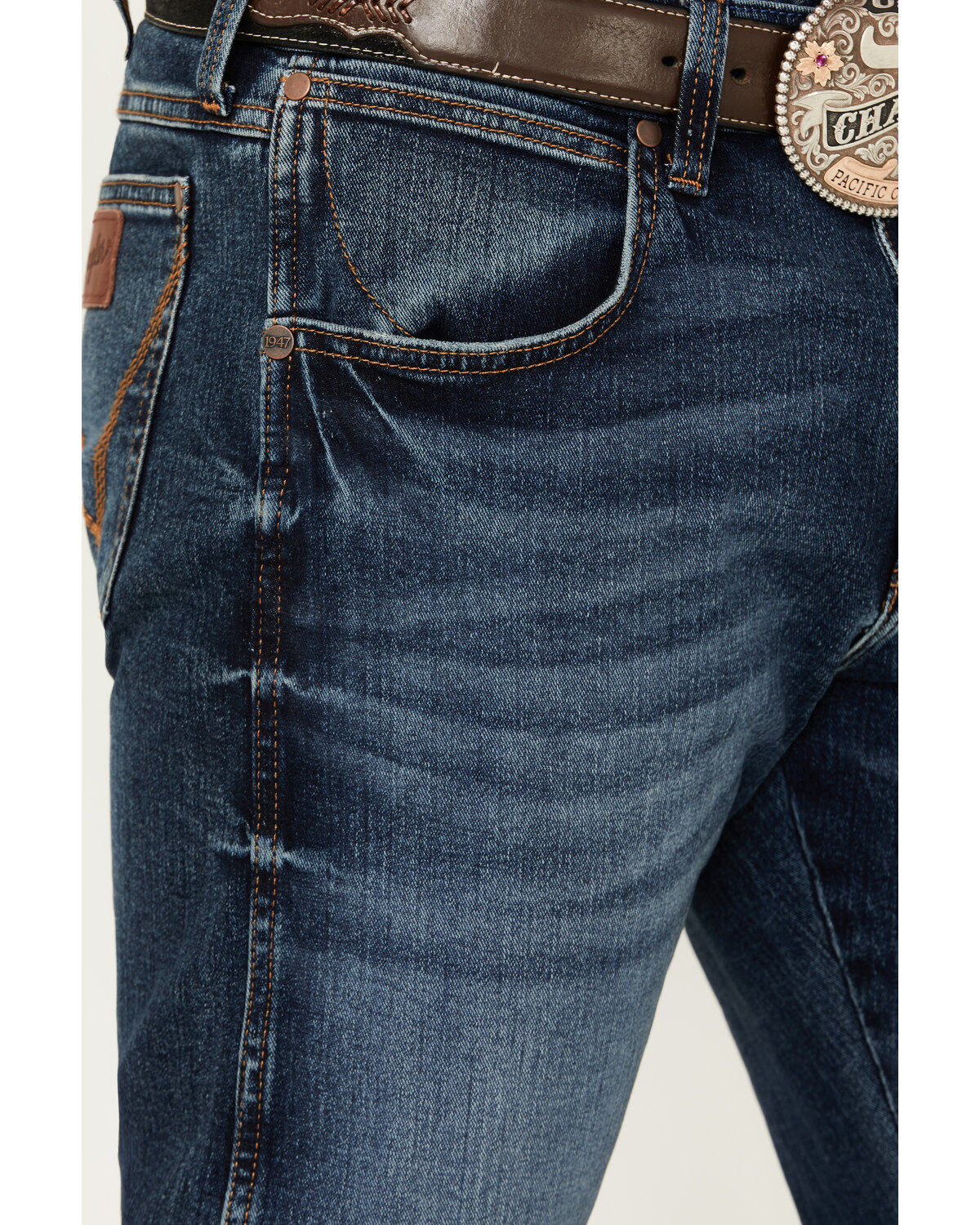 Image #2 - Wrangler Retro Men's Elwick Dark Wash Slim Bootcut Stretch Denim Jeans, Dark Wash, hi-res