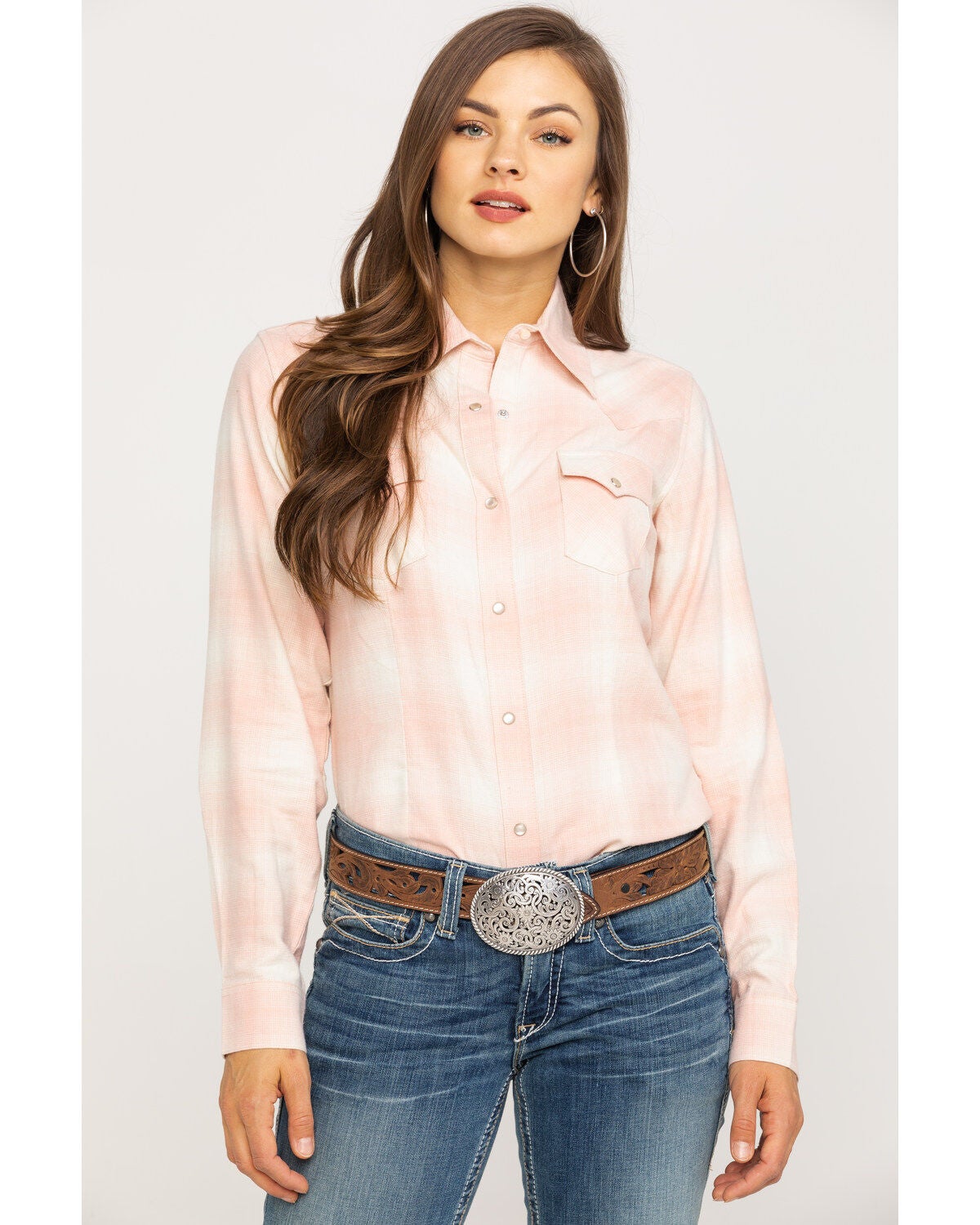 Image #1 - Wrangler Women's Boot Barn Exclusive Plaid Flannel Shirt, , hi-res