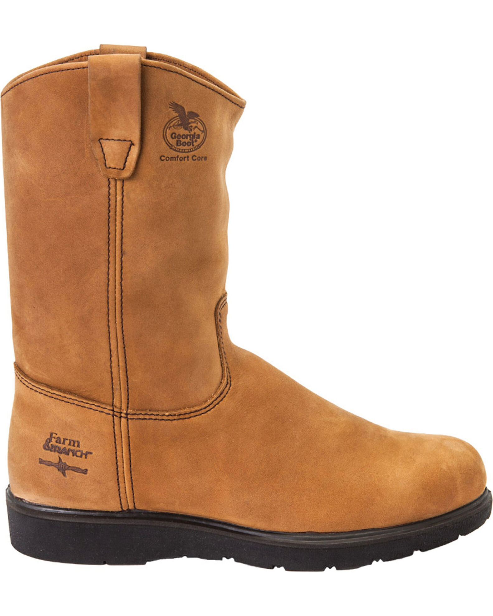 Men s Georgia Boot Farm and Ranch Wellington Work Boots Tan