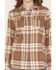 Image #3 - Shyanne Women's Elysprings Plaid Print Long Sleeve Snap Flannel Shirt, Coffee, hi-res