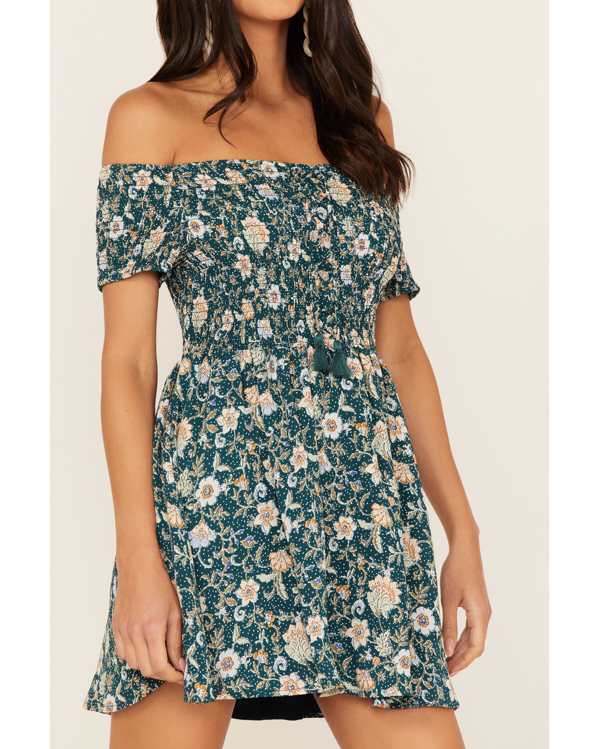 Image #3 - Shyanne Women's Floral Print Smocked Off Shoulder Dress, , hi-res