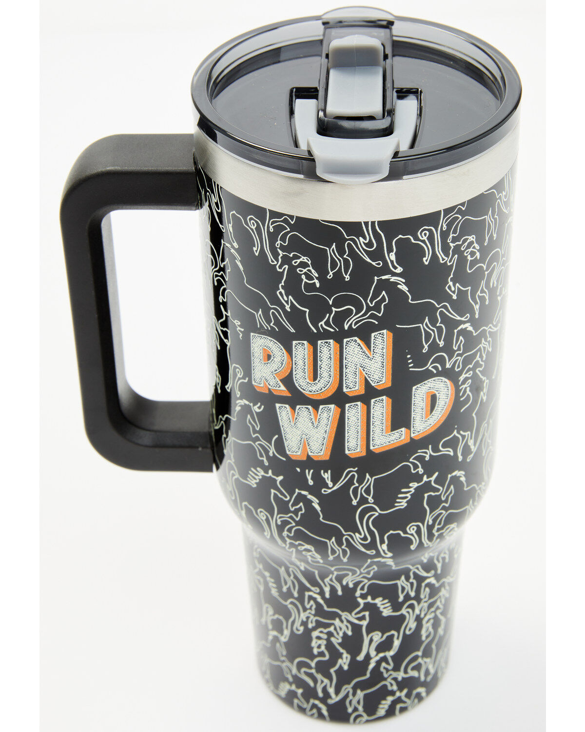 Image #2 - Boot Barn 40oz Run Wild Tumbler with Handle, Black, hi-res