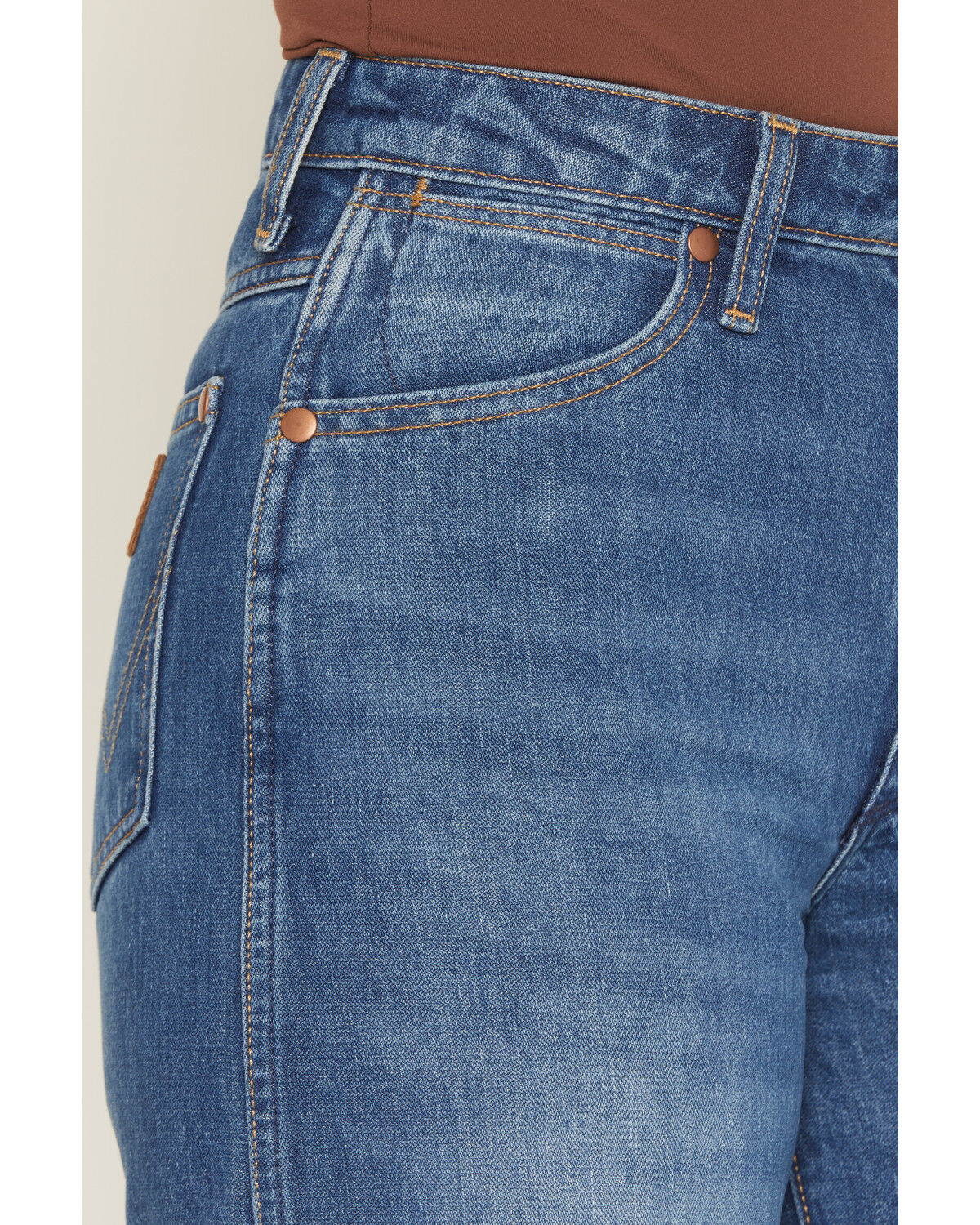 Image #2 - Wrangler Women's Medium Wash High Rise Cuffed Trouser Denim Jeans, Medium Wash, hi-res