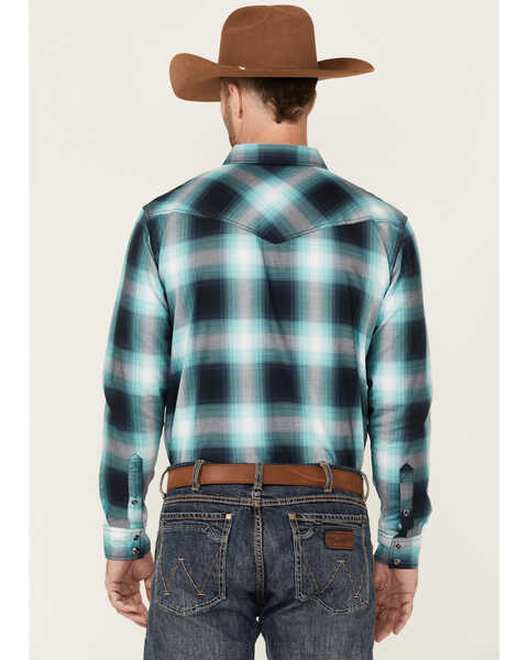 Image #4 - Cody James Men's Gateway Large Plaid Long Sleeve Snap Western Shirt , Navy, hi-res