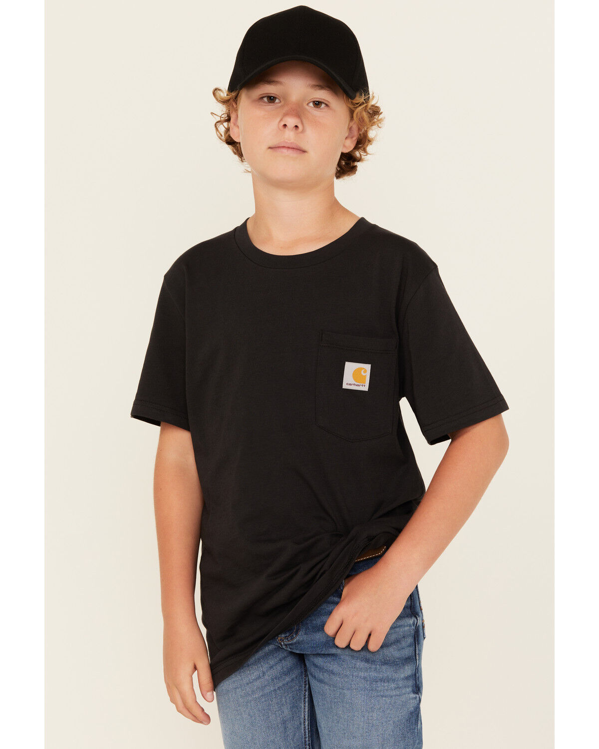 Carhartt Boys' Solid Short Sleeve Pocket T-Shirt, Black, hi-res
