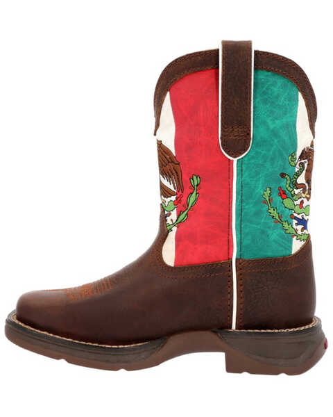 Image #3 - Durango Boys' Lil' Rebel Mexican Flag Western Boots - Broad Square Toe , Brown, hi-res