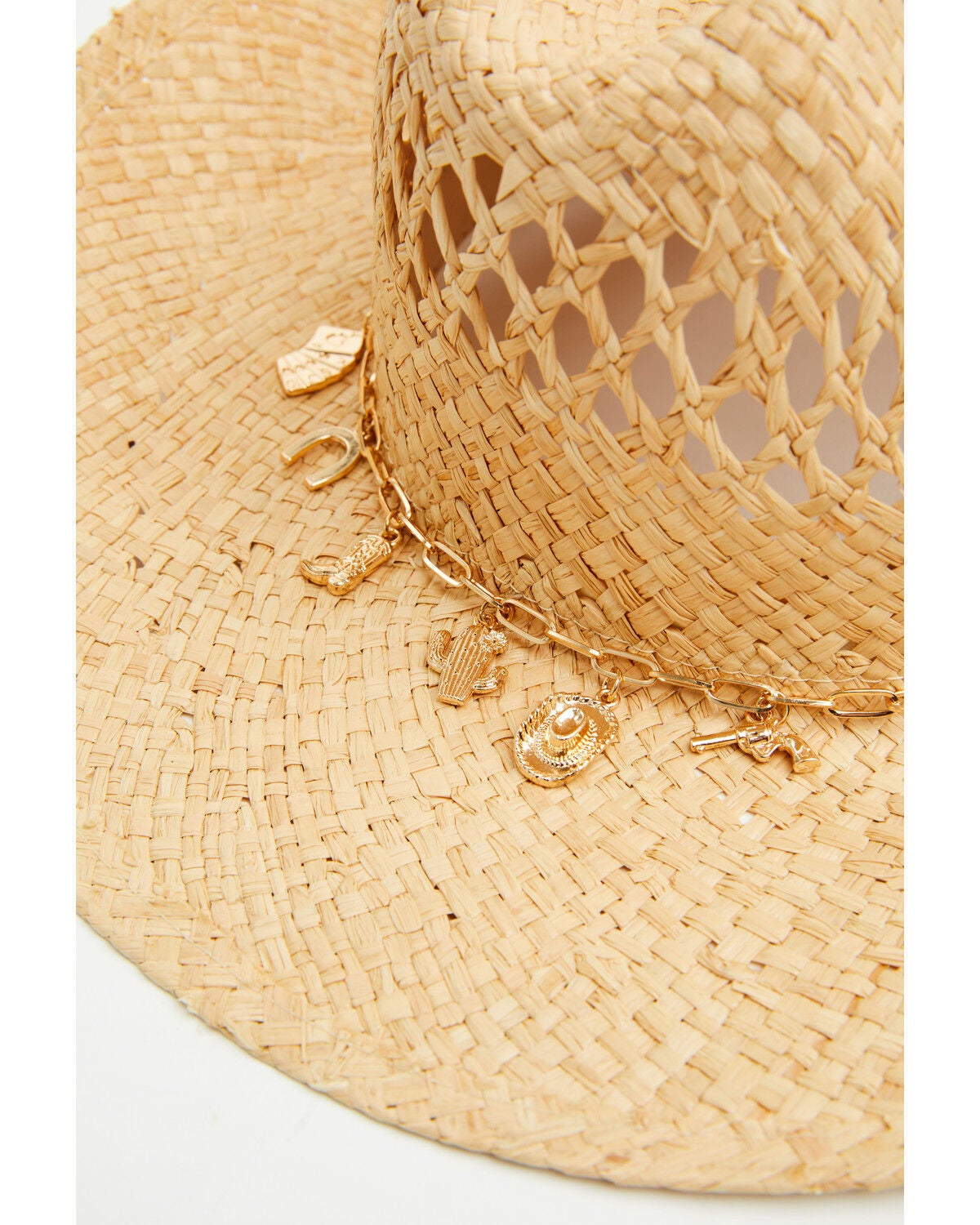 Image #2 - Shyanne Women's Charm Chain Straw Cowboy Hat, Natural, hi-res