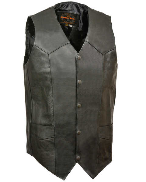 Image #1 - Milwaukee Leather Men's Classic Snap Front Biker Vest - XBig & Tall, Black, hi-res