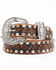 Double J Saddlery Women's Vintage Tooled Leather Belt, Brown, hi-res